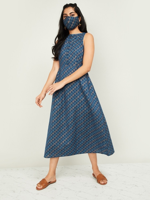 

Melange by Lifestyle Women Navy Blue Printed A-Line Dress