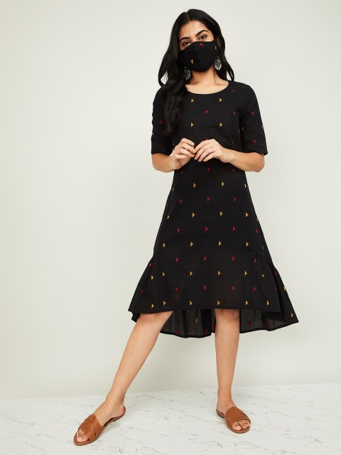

Melange by Lifestyle Women Black Printed A-Line Dress