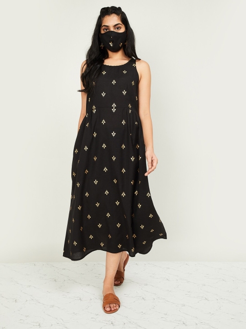 

Melange by Lifestyle Women Black Printed A-Line Dress