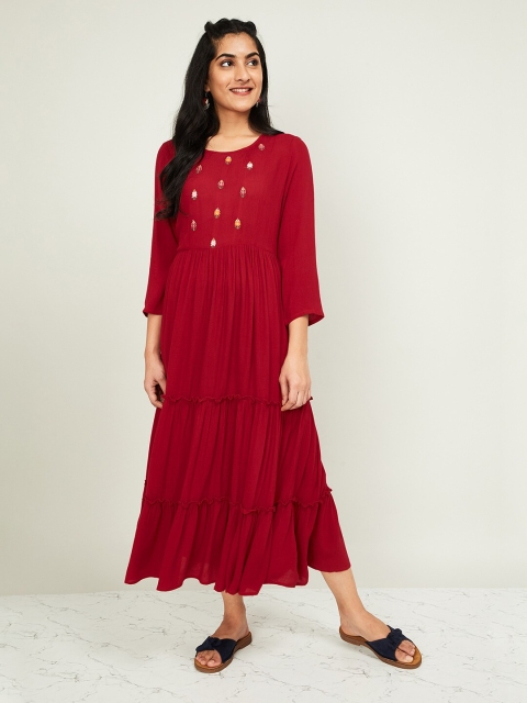 

Melange by Lifestyle Women Red Solid Empire Dress