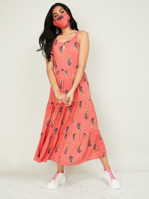

Melange by Lifestyle Women Coral Printed A-Line Dress