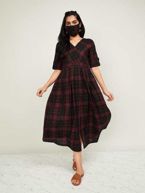 

Melange by Lifestyle Women Black Checked Shirt Dress