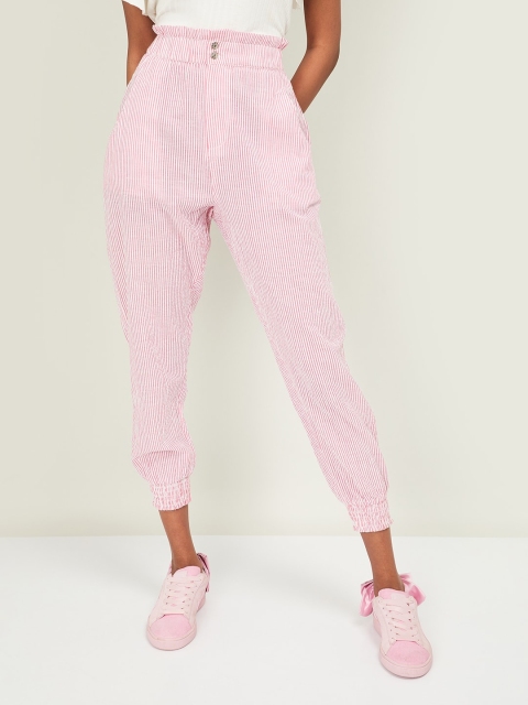 

Ginger by Lifestyle Women Pink & White Regular Fit Solid Joggers