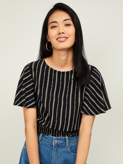 

Ginger by Lifestyle Women Black & Beige Striped Top