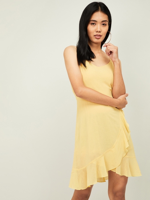 

Ginger by Lifestyle Women Yellow Solid A-Line Dress