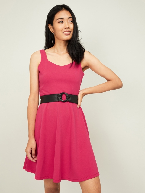 

Ginger by Lifestyle Women Pink Solid Fit and Flare Dress