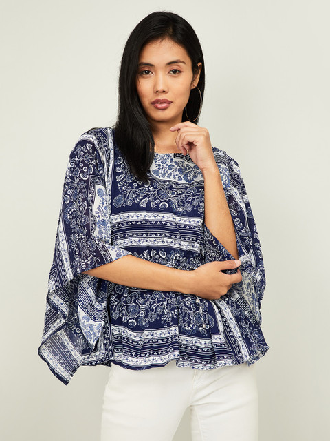 

Ginger by Lifestyle Women Blue Printed Kaftan Top