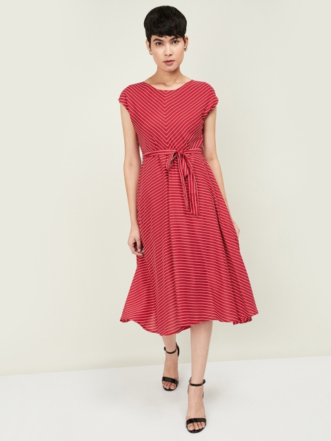 

CODE by Lifestyle Women Red Striped A-Line Dress