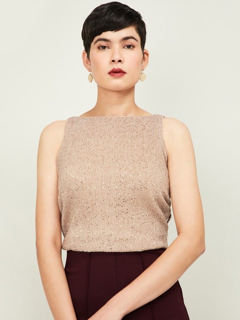 

CODE by Lifestyle Women Rose Gold Embellished Top