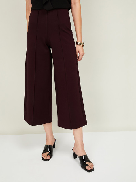 

CODE by Lifestyle Women Burgundy Regular Fit Solid Culottes