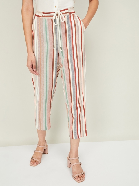 

CODE by Lifestyle Women Multicoloured Regular Fit Striped Regular Trousers, Multi