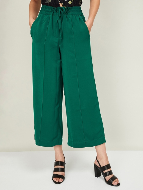 

CODE by Lifestyle Women Green Regular Fit Solid Parallel Trousers