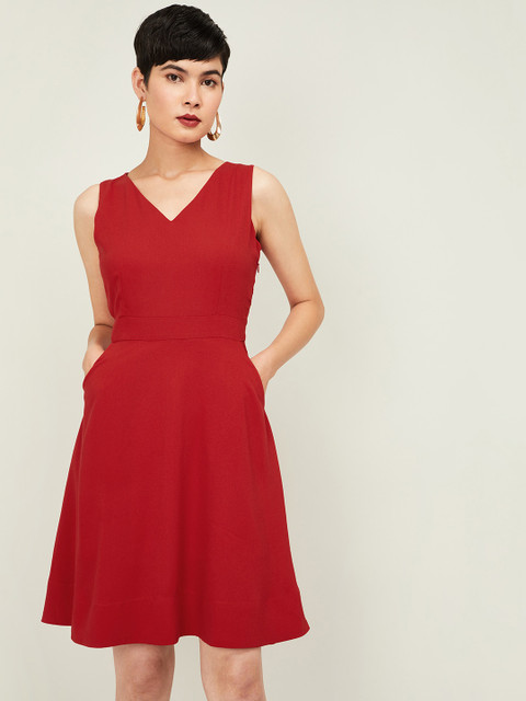 

CODE by Lifestyle Women Red Solid A-Line Dress