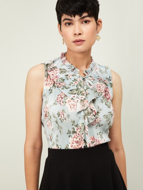 

CODE by Lifestyle Women Blue Printed Top