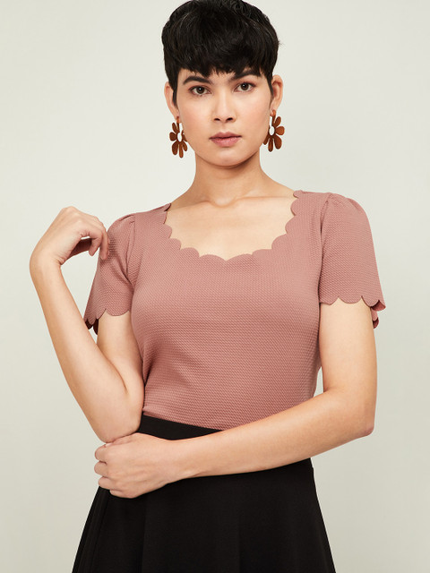 

CODE by Lifestyle Women Pink Self Design Top
