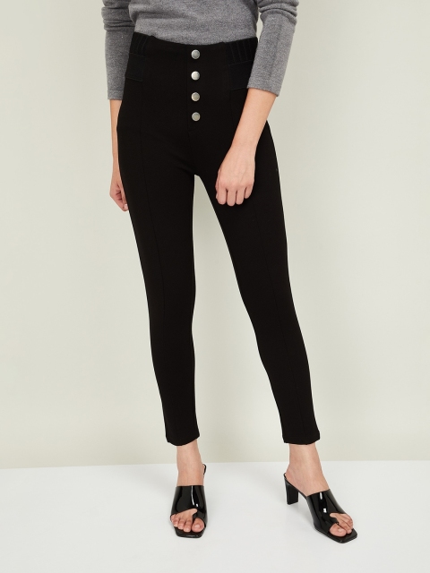 

CODE by Lifestyle Women Black Regular Fit Solid Trousers