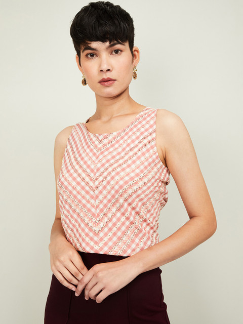 

CODE by Lifestyle Women Pink Checked Top
