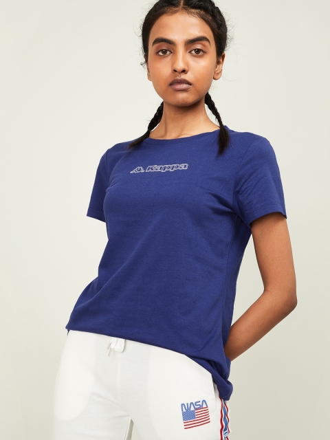 

Kappa Women Blue Solid Round Neck T-shirt
