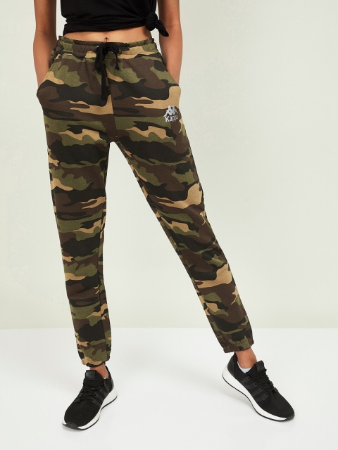 

Kappa Women Olive Green Camouflage Print Trackpants