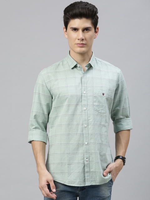 

Louis Philippe Sport Men Sea Green & Navy Blue Slim Fit Checked Casual Shirt