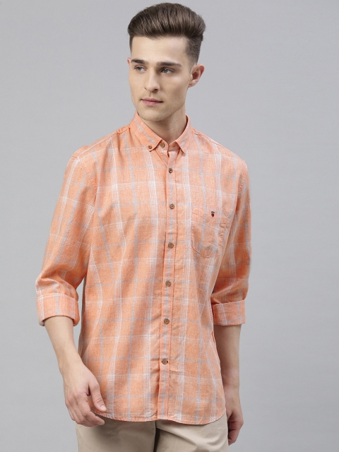 

Louis Philippe Sport Men Orange & White Slim Fit Checked Casual Shirt