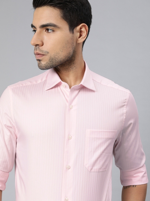 

Louis Philippe Men Pink Regular Fit Self-Striped Formal Shirt