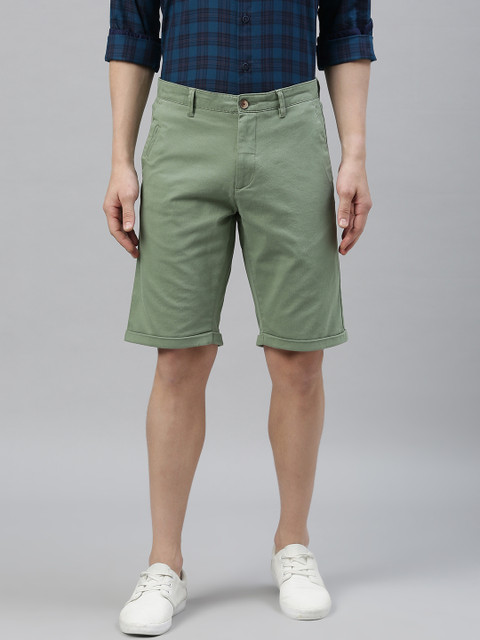 

Louis Philippe Sport Men Olive Green Solid Slim Fit Chino Shorts