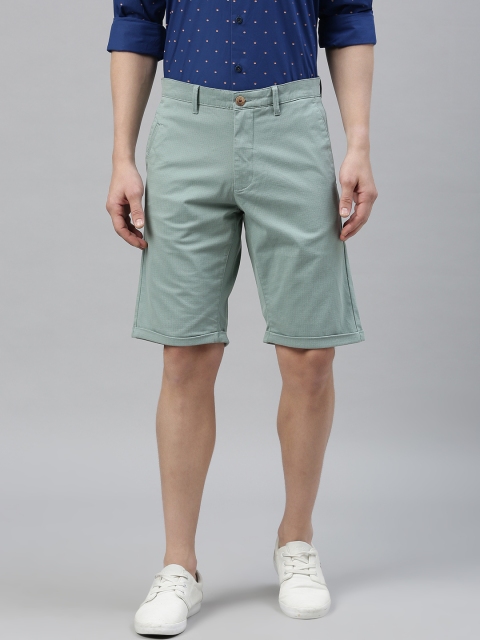 

Louis Philippe Sport Men Green Slim Fit Self Design Chino Shorts
