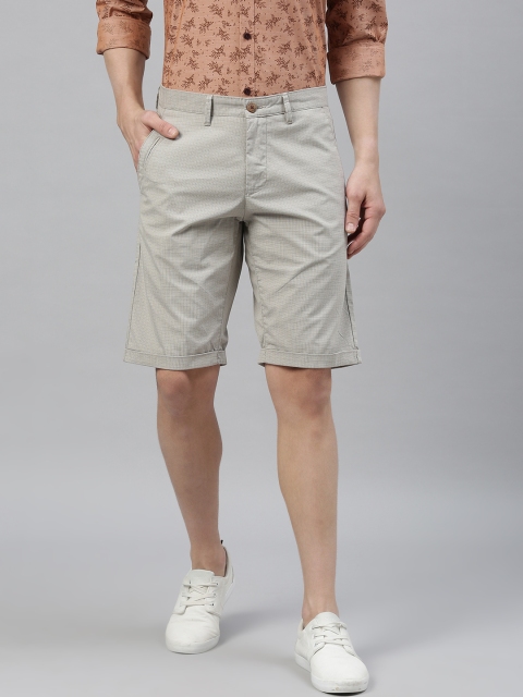 

Louis Philippe Sport Men Beige Checked Slim Fit Chino Shorts
