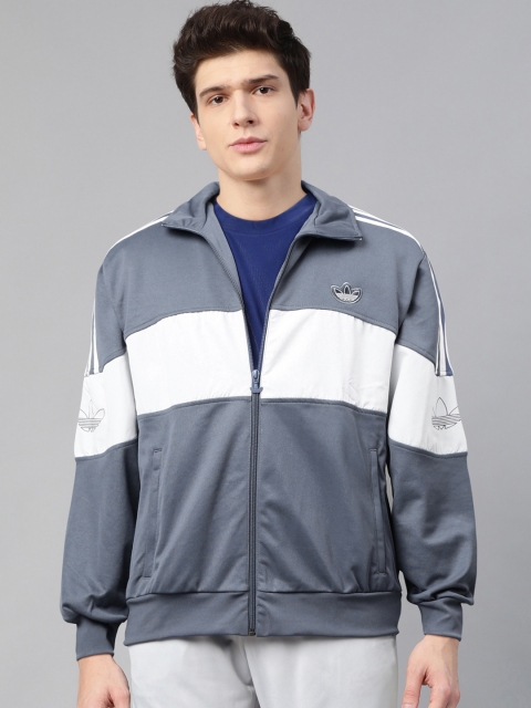 

ADIDAS Originals Men Grey & White Colourblocked Bandrix Track Jacket