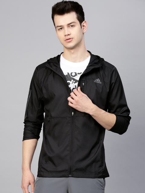 

ADIDAS Men Black Solid Own The Run Hooded Wind Jacket