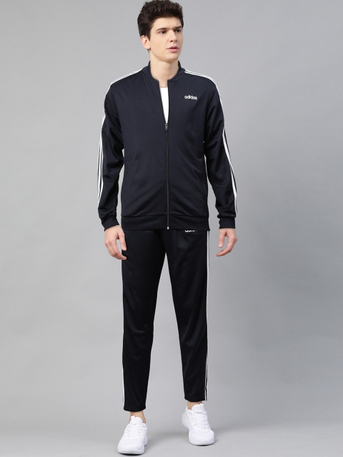 

ADIDAS Men Navy Blue Solid Essentials MTS Back 2 Basics 3-Stripes Training Tracksuit