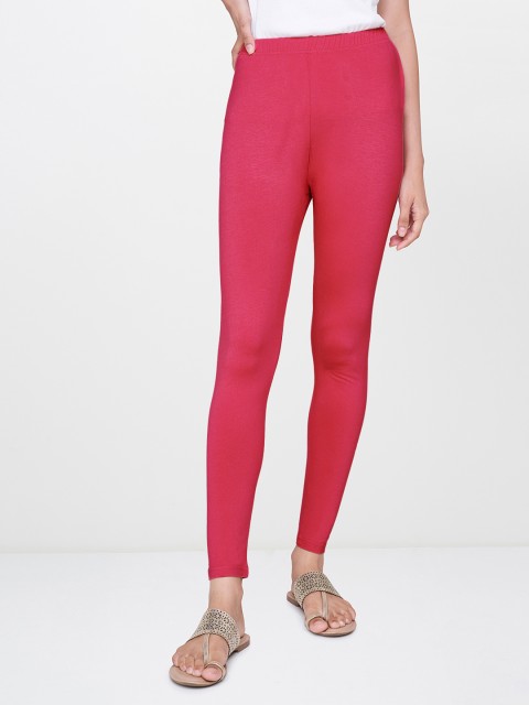 

Global Desi Women Pink Solid Ankle Length Leggings