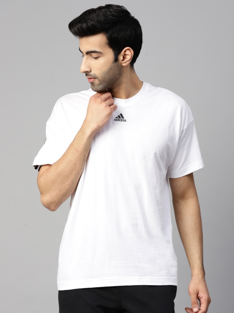 

ADIDAS Men White Printed Back Must Haves 3-Stripes T-shirt