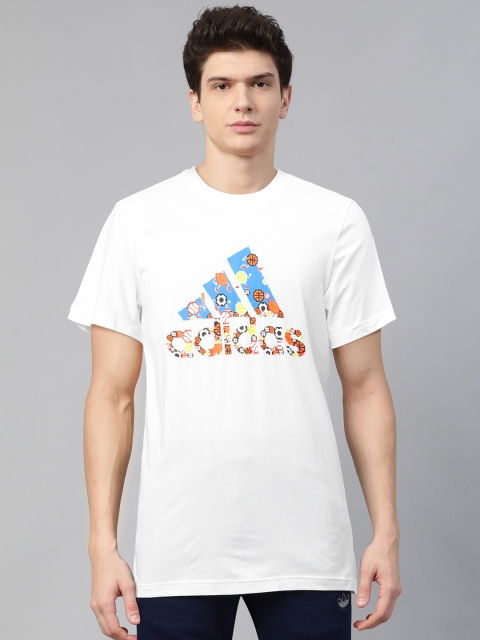 

ADIDAS Men White & Blue Printed 8-Bit Badge of Sport Training T-shirt