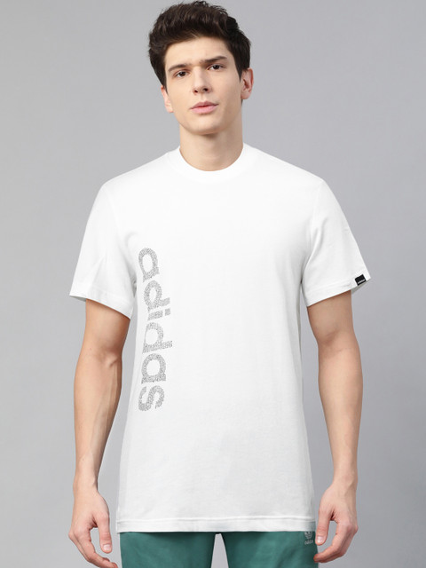 

ADIDAS Men White Vertical Scribbled Print T-shirt