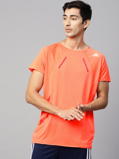 

ADIDAS Men Neon Orange Solid HEAT.RDY Running T-shirt
