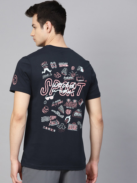 

ADIDAS Men Navy Blue Printed Back Doodle 360 T-Shirt