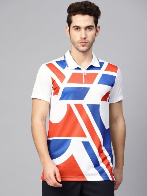 

ADIDAS Men White & Orange Graphic Polo Tennis T-shirt