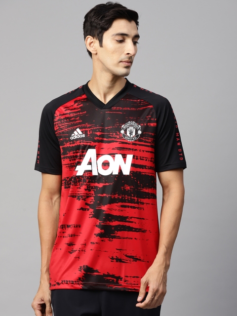 

ADIDAS Men Red & Black Printed Football Manchester United Pre Match Jersey