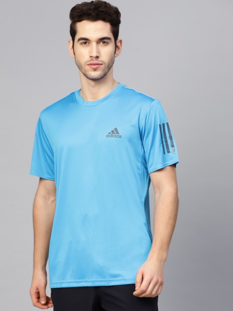 

ADIDAS Men Blue Brand Logo Print 3-Stripes Tennis Club T-shirt