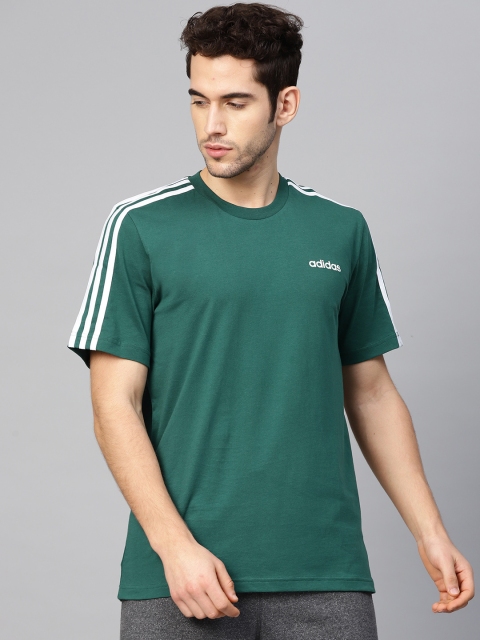

ADIDAS Men Green Solid Essentials 3-Stripes T-shirt