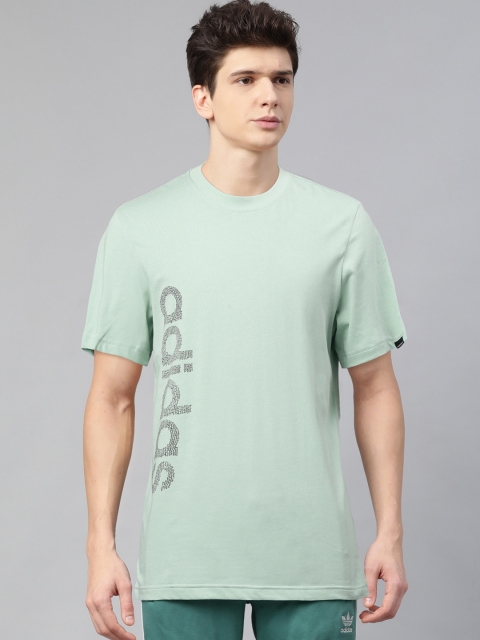 

ADIDAS Men Sea Green Vertical Scribbled Print T-shirt