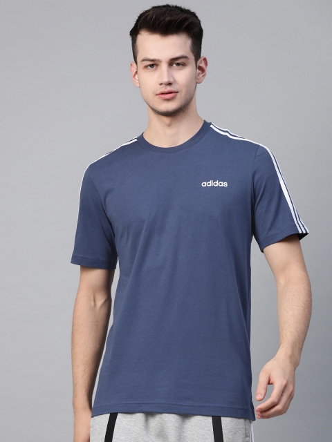 

ADIDAS Men Navy Blue Solid Essentials 3-Stripes T-Shirt