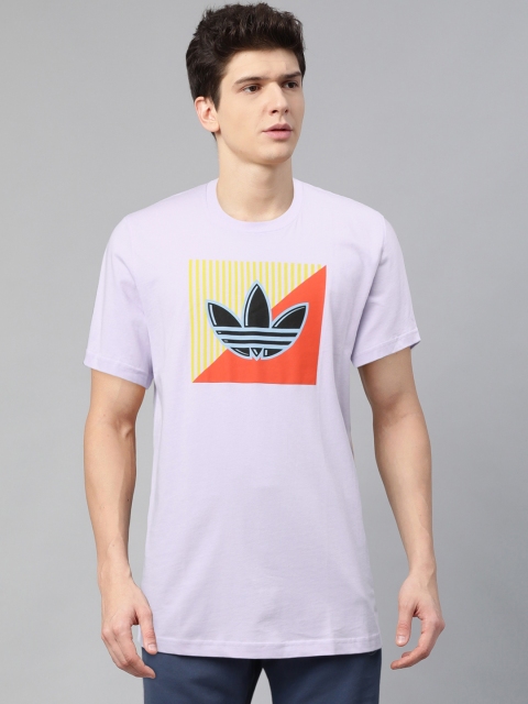 

ADIDAS Originals Men Lavender Diagonal Logo Print T-shirt