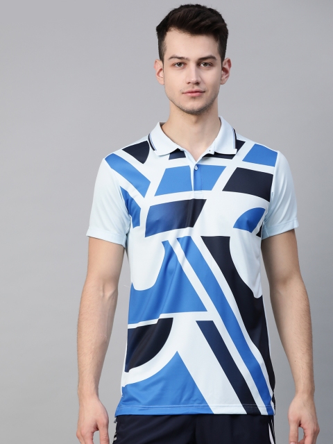 

ADIDAS Men Blue Colourblocked Graphic Slim Fit Polo Collar Tennis T-shirt