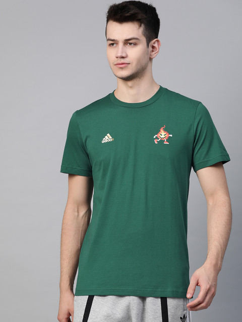 

ADIDAS Men Green & Orange Embroidered Training 8-Bit T-Shirt
