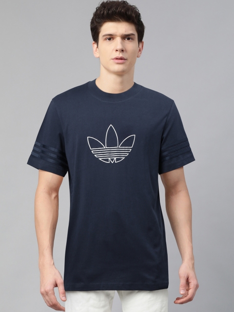 

ADIDAS Originals Men Navy Outline Trefoil Print T-shirt, Navy blue