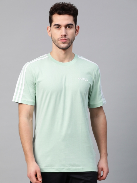 

ADIDAS Men Mint Green Solid Essentials 3-Stripes Detail Sporty T-shirt