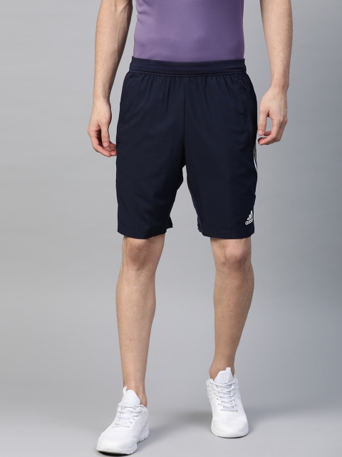 

ADIDAS Men Navy Blue Solid 4K 3-Stripes Training Shorts